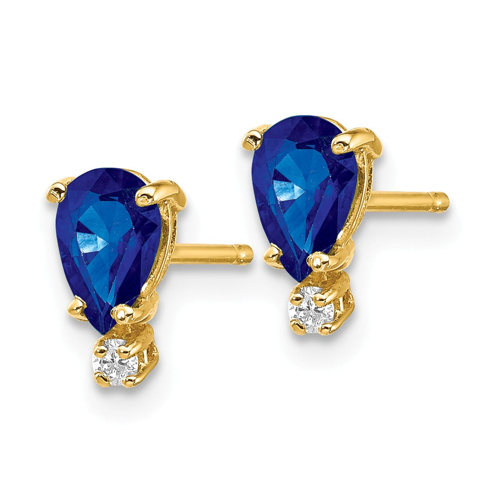 14K 6x4mm Pear Sapphire A Diamond Earrings