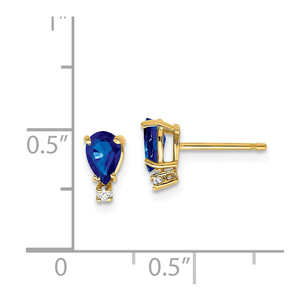 14k 6x4mm Pear Sapphire A Diamond Earrings