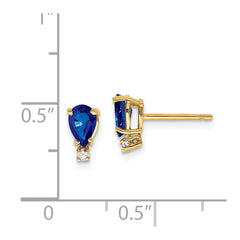 14k 6x4mm Pear Sapphire VS Diamond Earrings