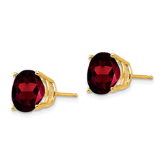 14k 9mm Garnet Post Earrings