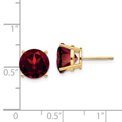 14k 9mm Garnet Post Earrings