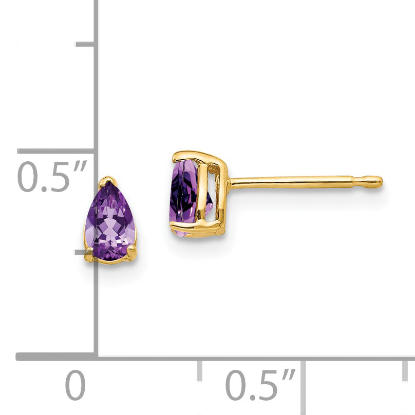 14k 5x3mm Pear Amethyst Earrings