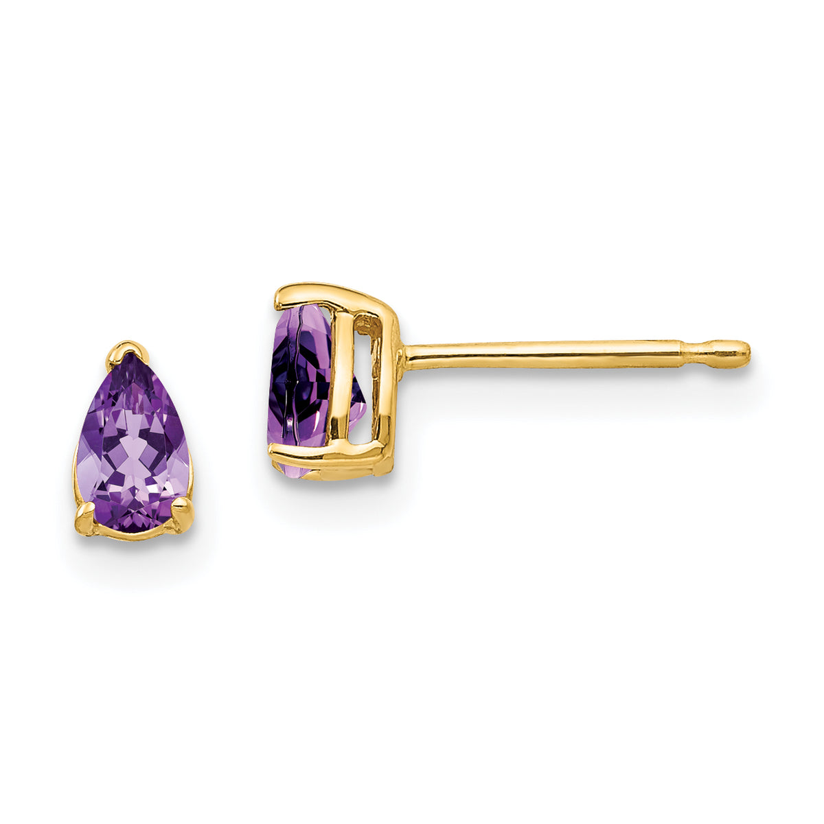 14k 5x3mm Pear Amethyst Earrings