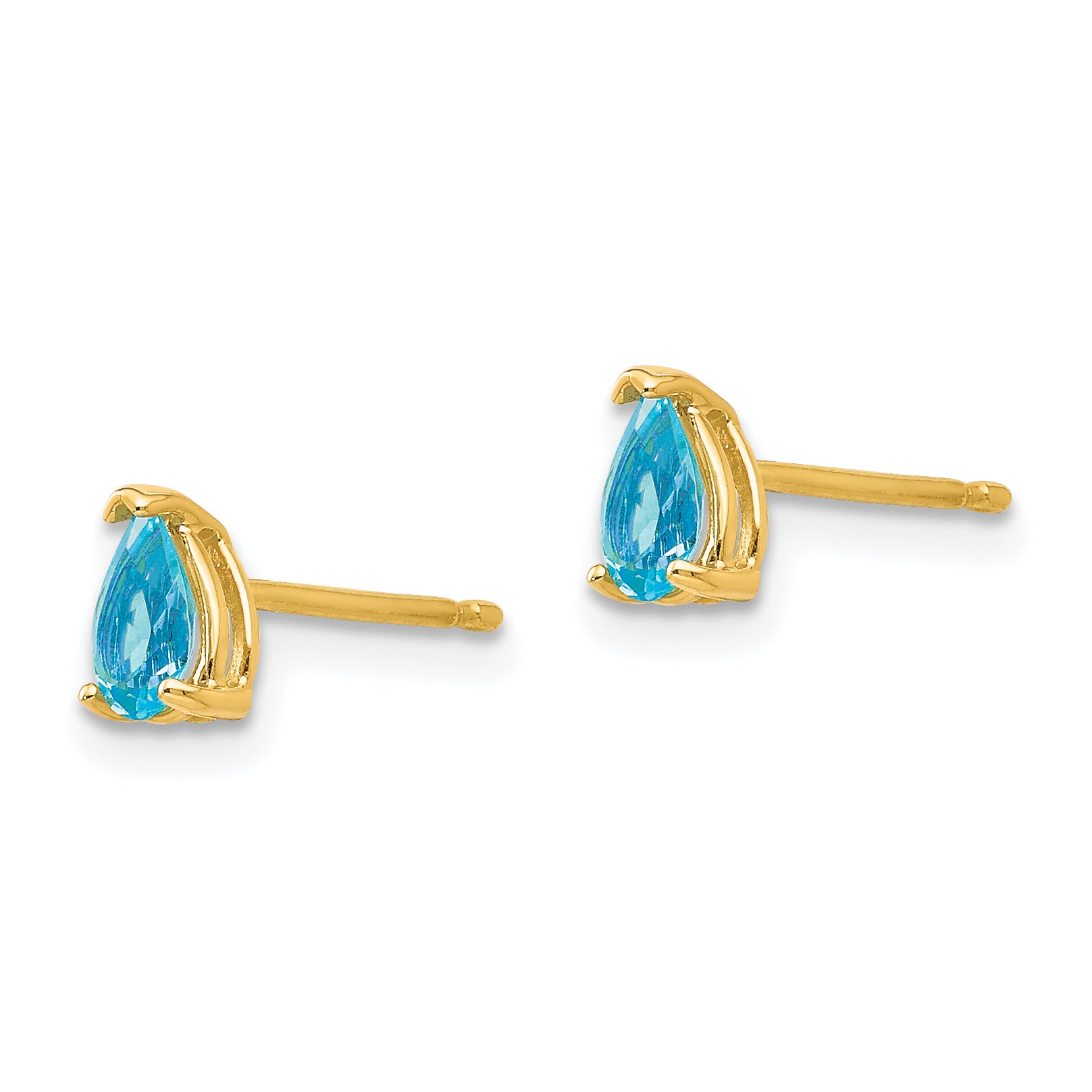 14k 5x3mm Pear Blue Topaz Earrings