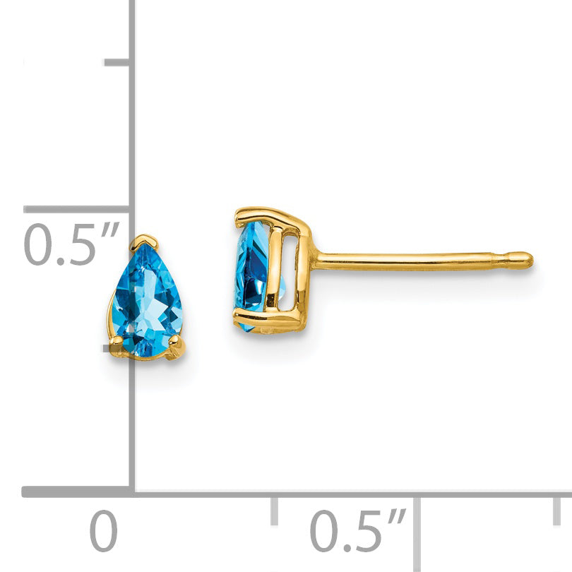 14k 5x3mm Pear Blue Topaz Earrings