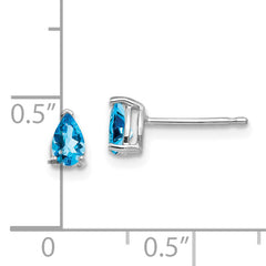 14k White Gold 5x3mm Pear Blue Topaz Earrings