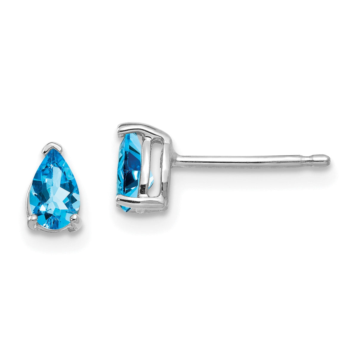 14k White Gold 5x3mm Pear Blue Topaz Earrings