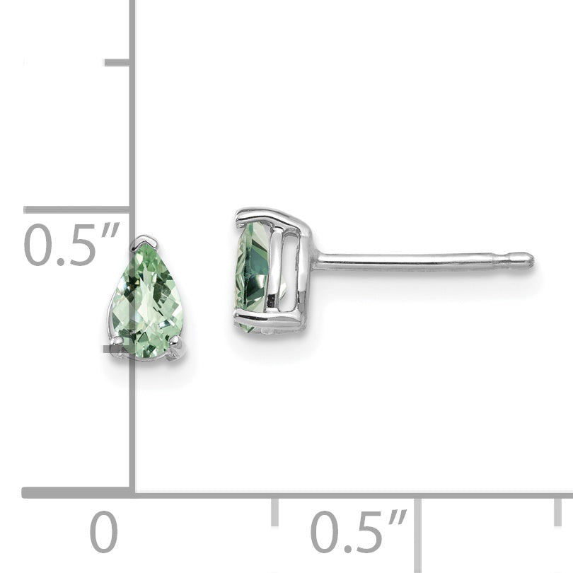 14kw 5x3 Pear Checker-Cut Green Quartz Earrings