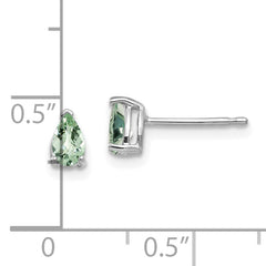 14kw 5x3 Pear Checker-Cut Green Quartz Earrings