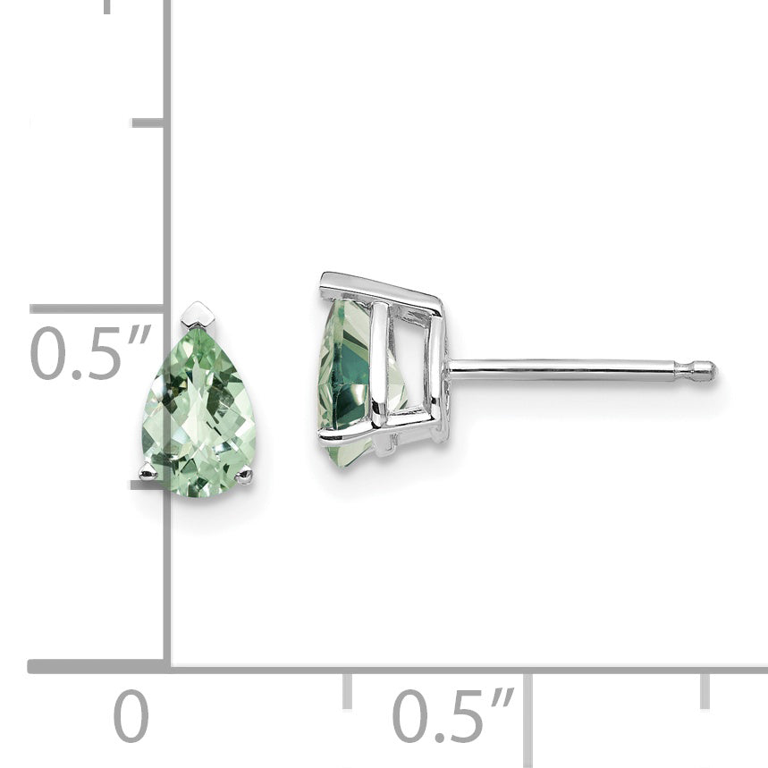 14kw 6x4 Pear Checker-Cut Green Quartz Earrings