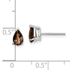 14kw 6x4 Pear Checker-Cut Smoky Quartz Earrings