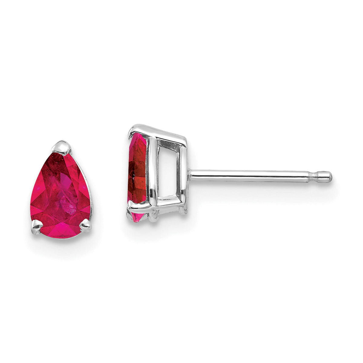 14k White Gold Ruby Earrings