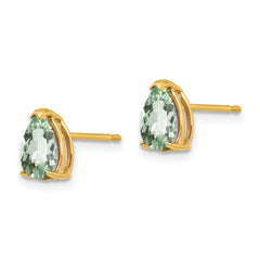 14k 7x5 Pear Green Quartz Earrings