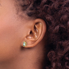 14k 7x5 Pear Green Quartz Earrings