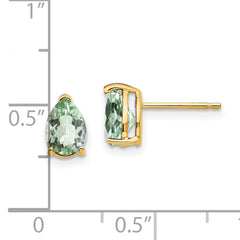 14k 7x5 Pear Green Quartz Earrings