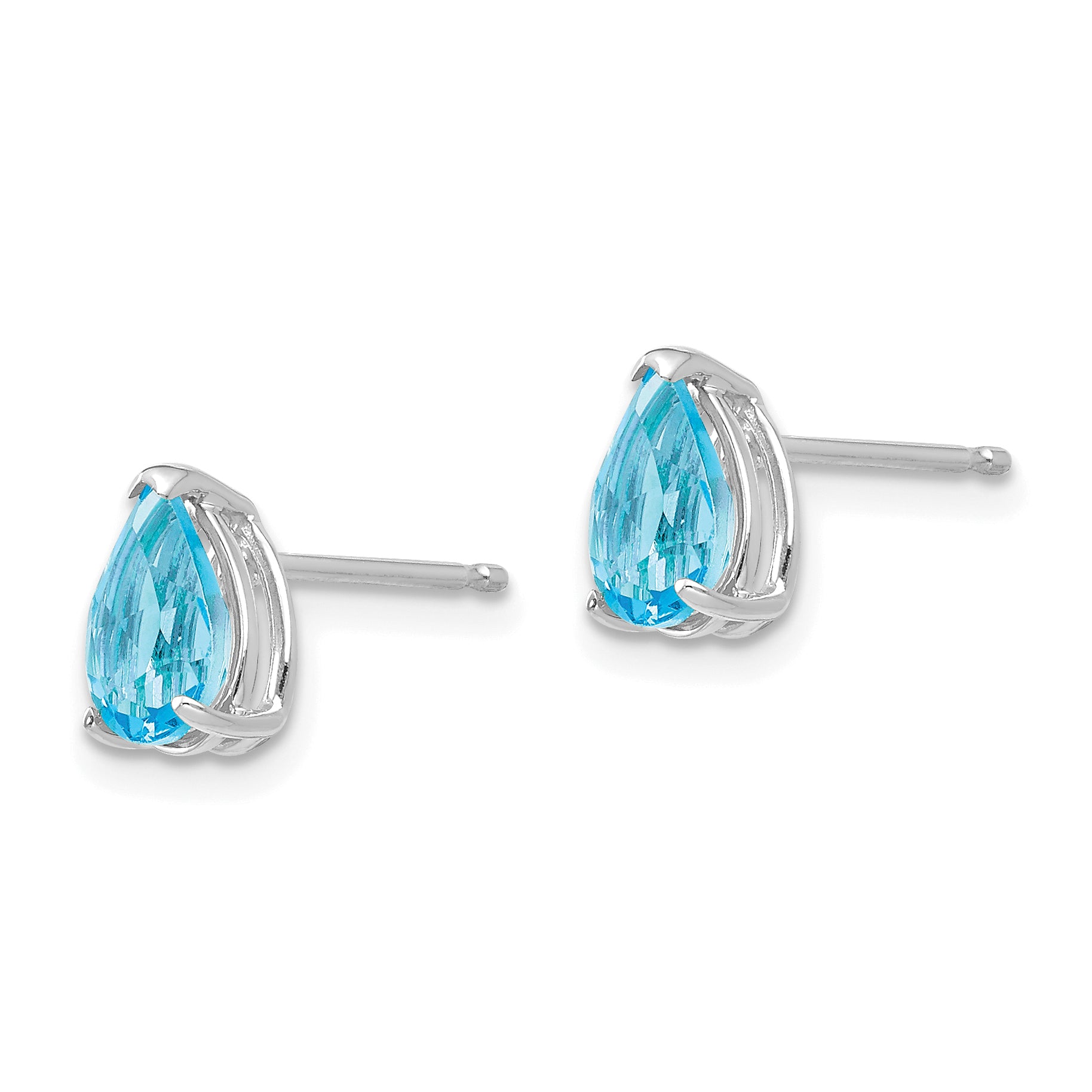 14k White Gold 7x5mm Pear Blue Topaz Earrings