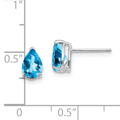 14k White Gold 7x5mm Pear Blue Topaz Earrings