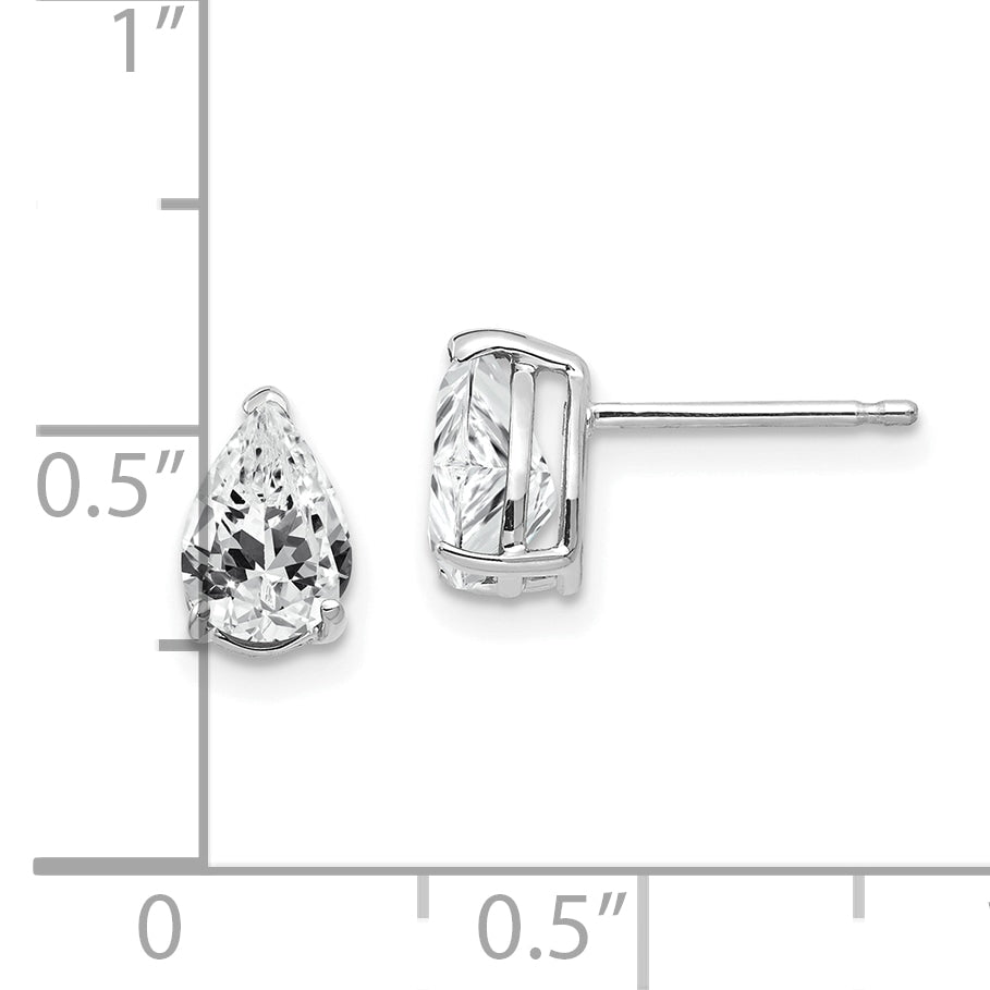 14k White Gold 7x5mm Pear Cubic Zirconia Earrings