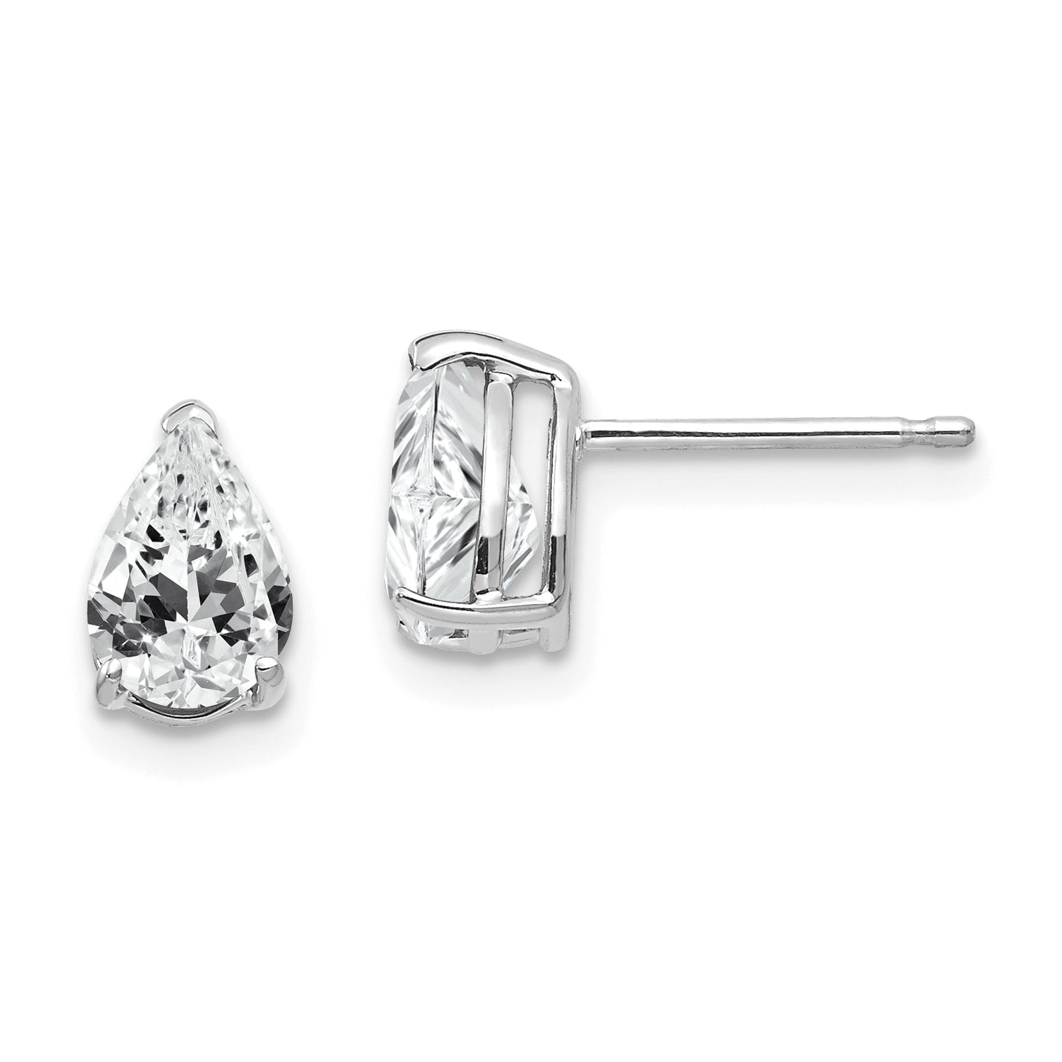 14k White Gold 7x5mm Pear Cubic Zirconia Earrings