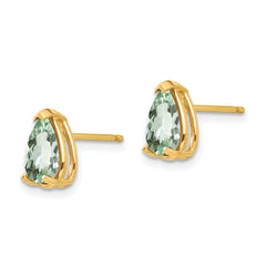 14k 8x5 Pear Green Quartz Earrings