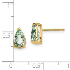 14k 8x5 Pear Green Quartz Earrings