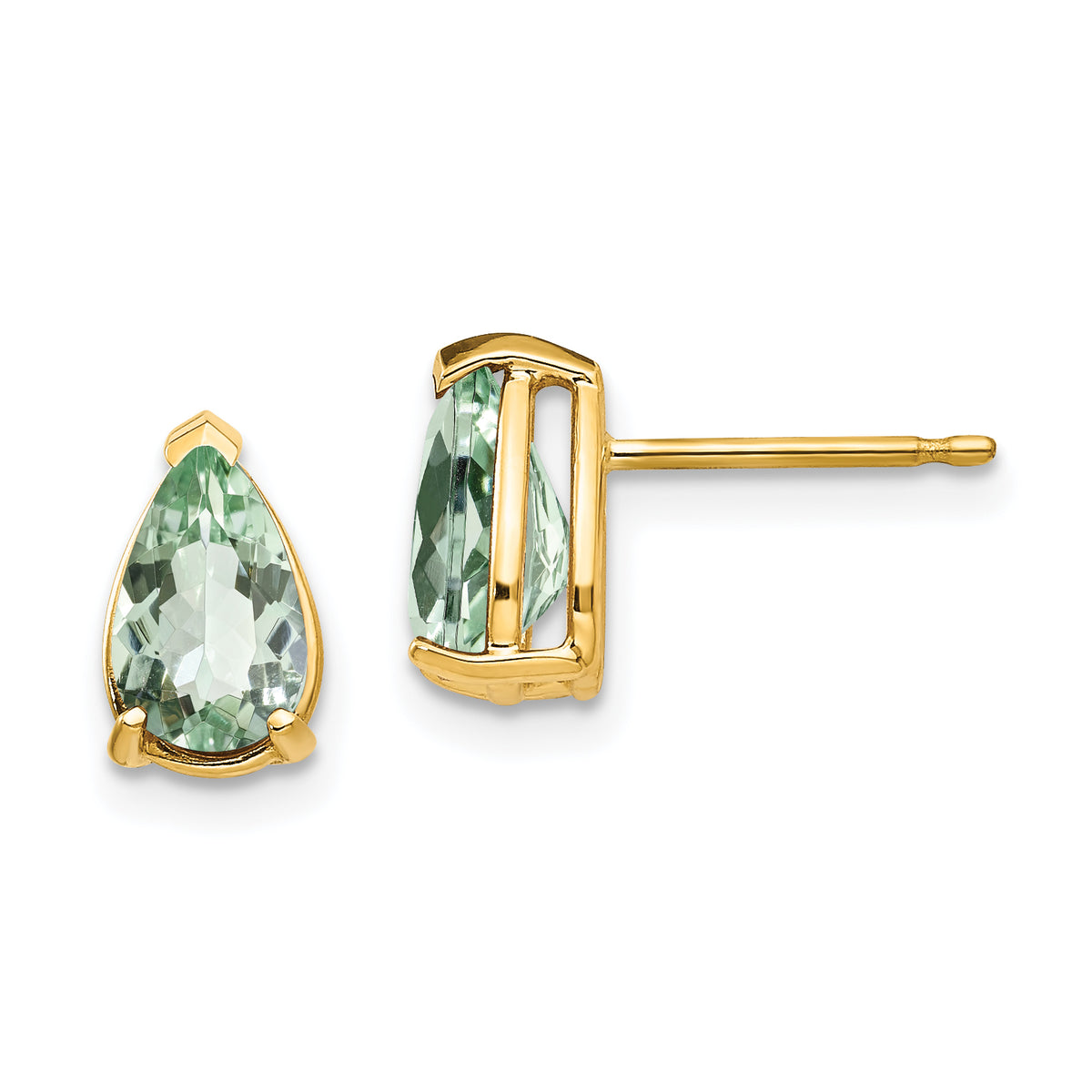 14k 8x5 Pear Green Quartz Earrings