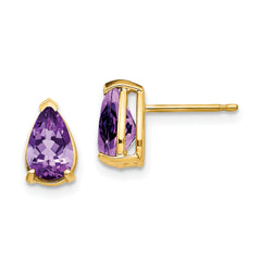 14k 8x5mm Pear Amethyst Earrings