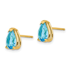 14k 8x5mm Pear Blue Topaz Earrings