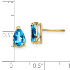 14k 8x5mm Pear Blue Topaz Earrings