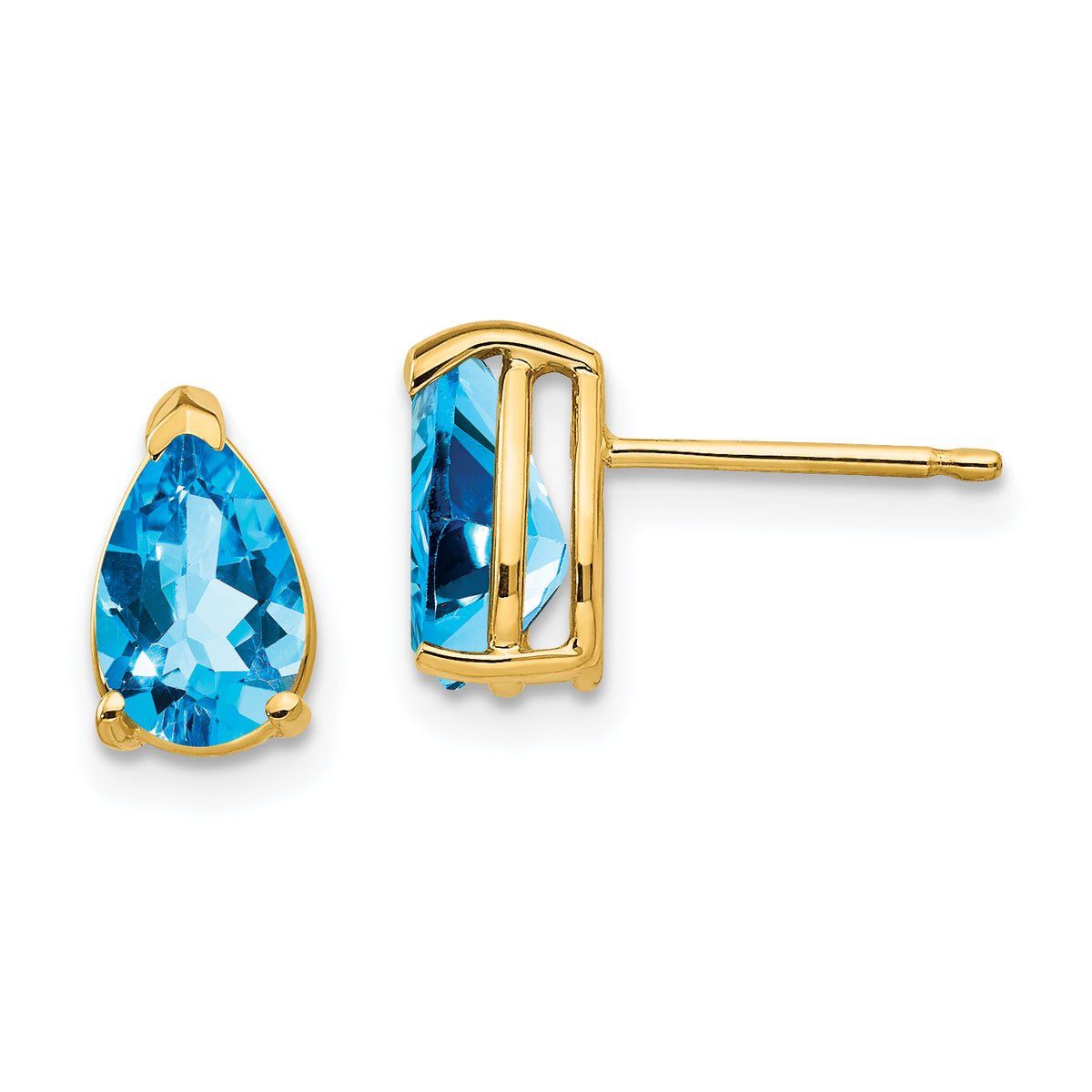 14k 8x5mm Pear Blue Topaz Earrings