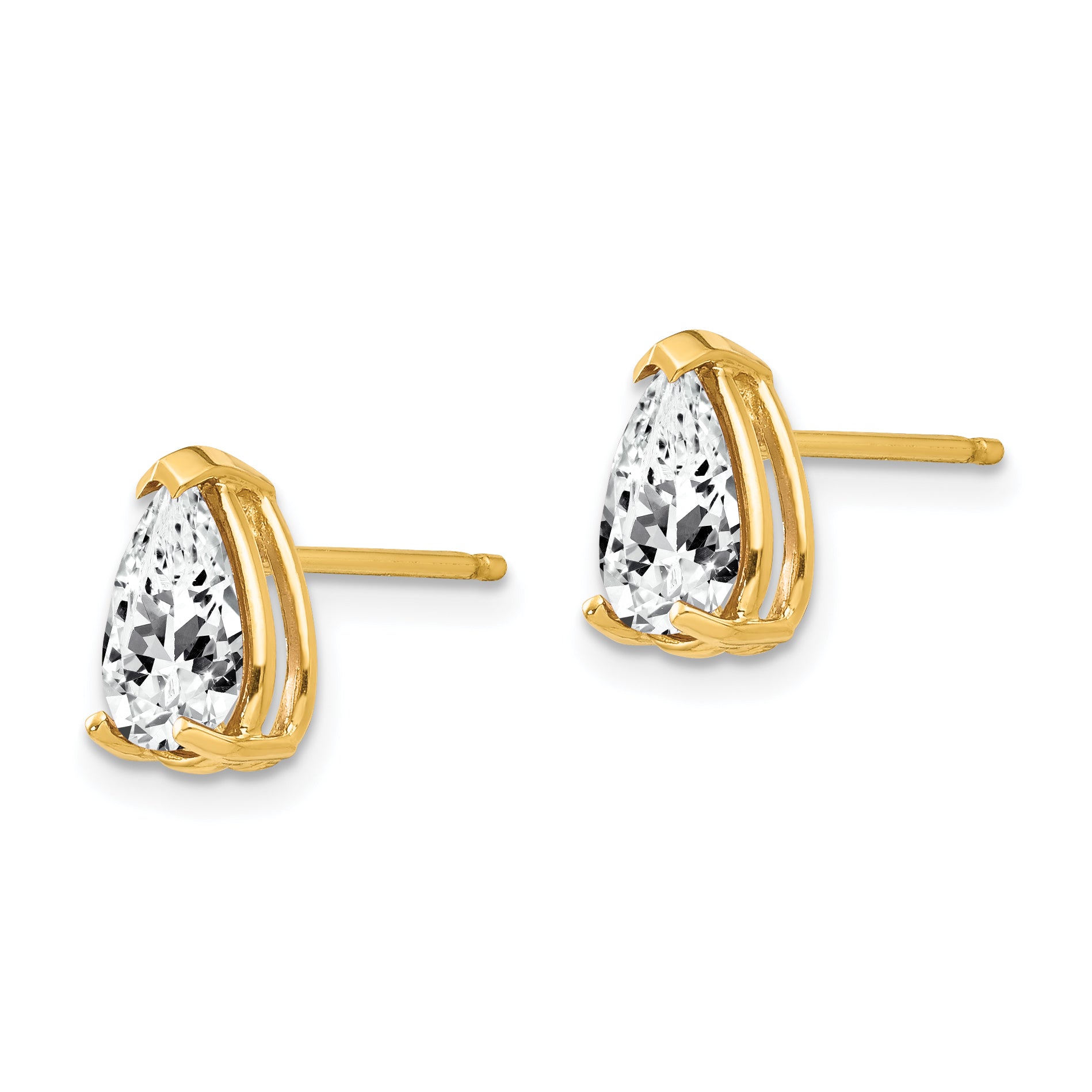 14k 8x5mm Pear Cubic Zirconia Earrings