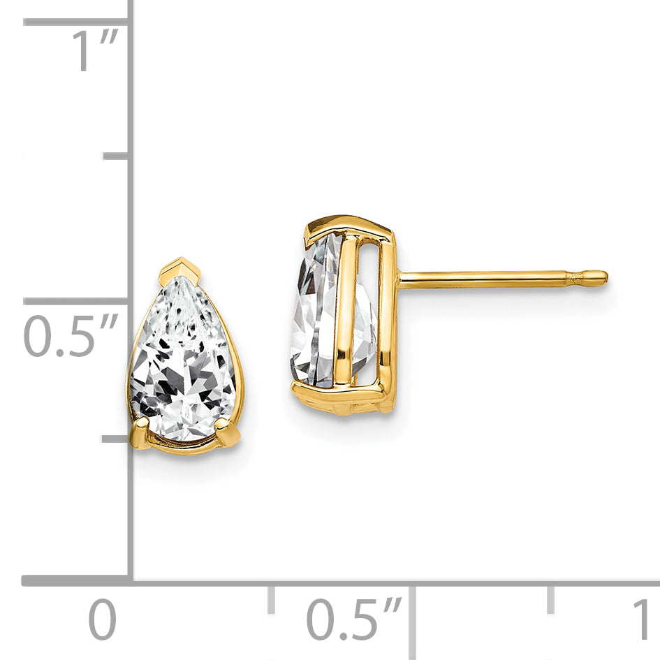 14k 8x5mm Pear Cubic Zirconia Earrings