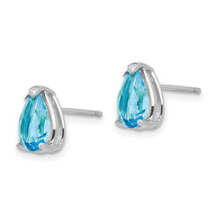 14k White Gold 8x5mm Pear Blue Topaz Earrings