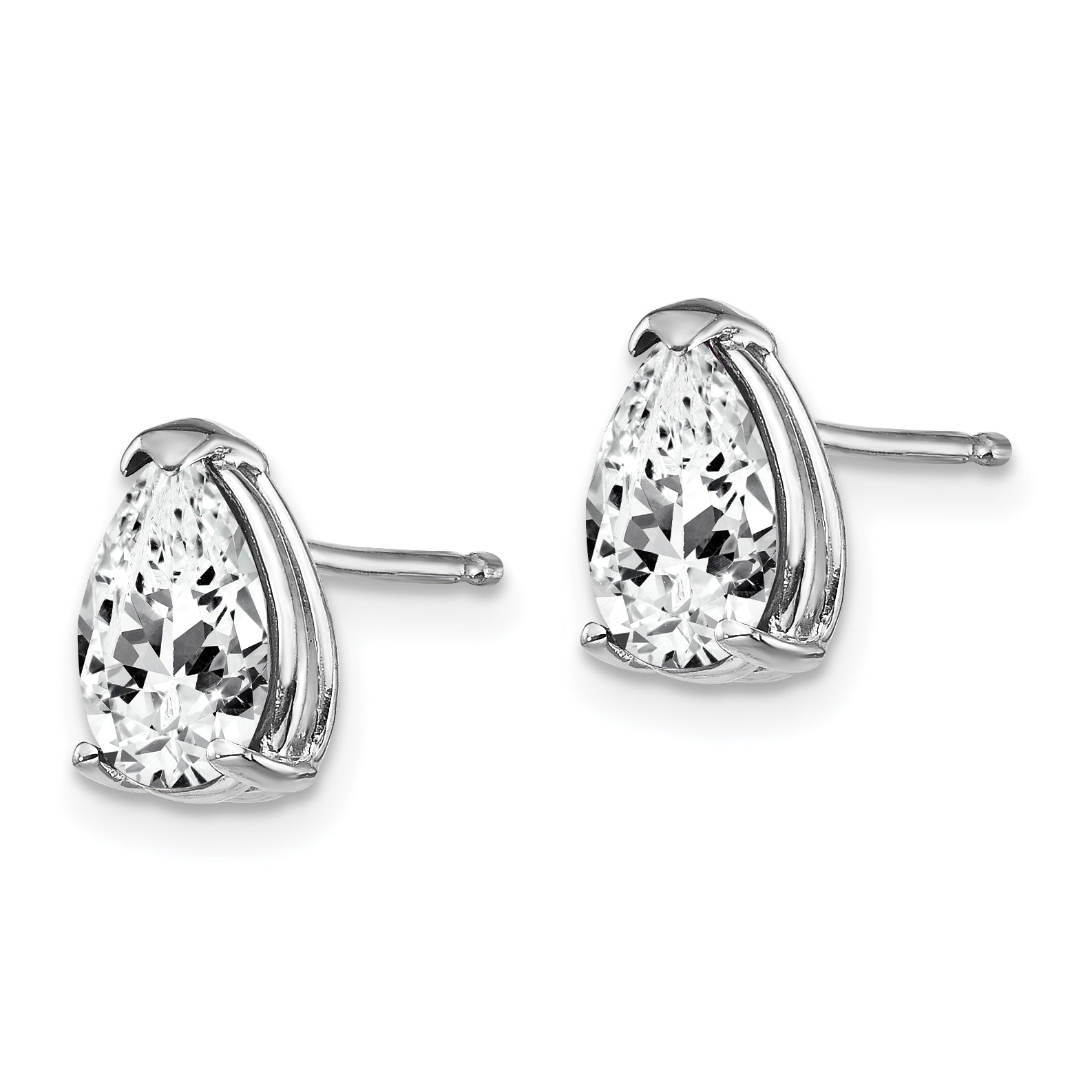 14k White Gold 8x5mm Pear Cubic Zirconia Earrings