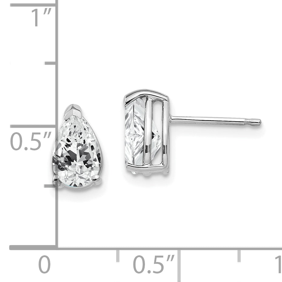 14k White Gold 8x5mm Pear Cubic Zirconia Earrings