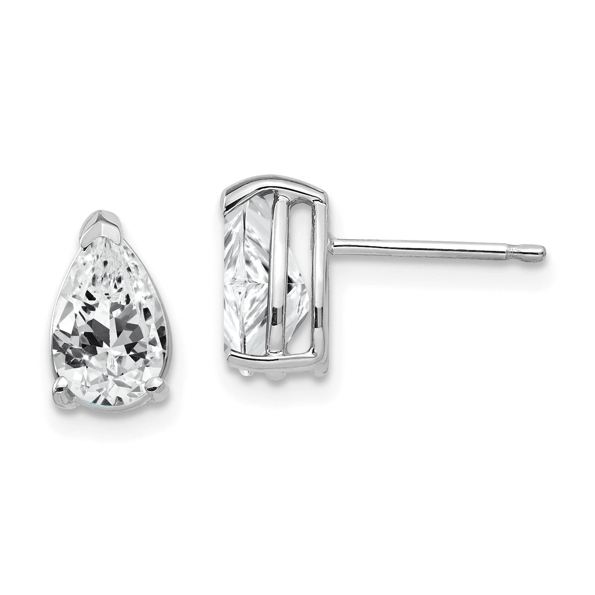 14k White Gold 8x5mm Pear Cubic Zirconia Earrings