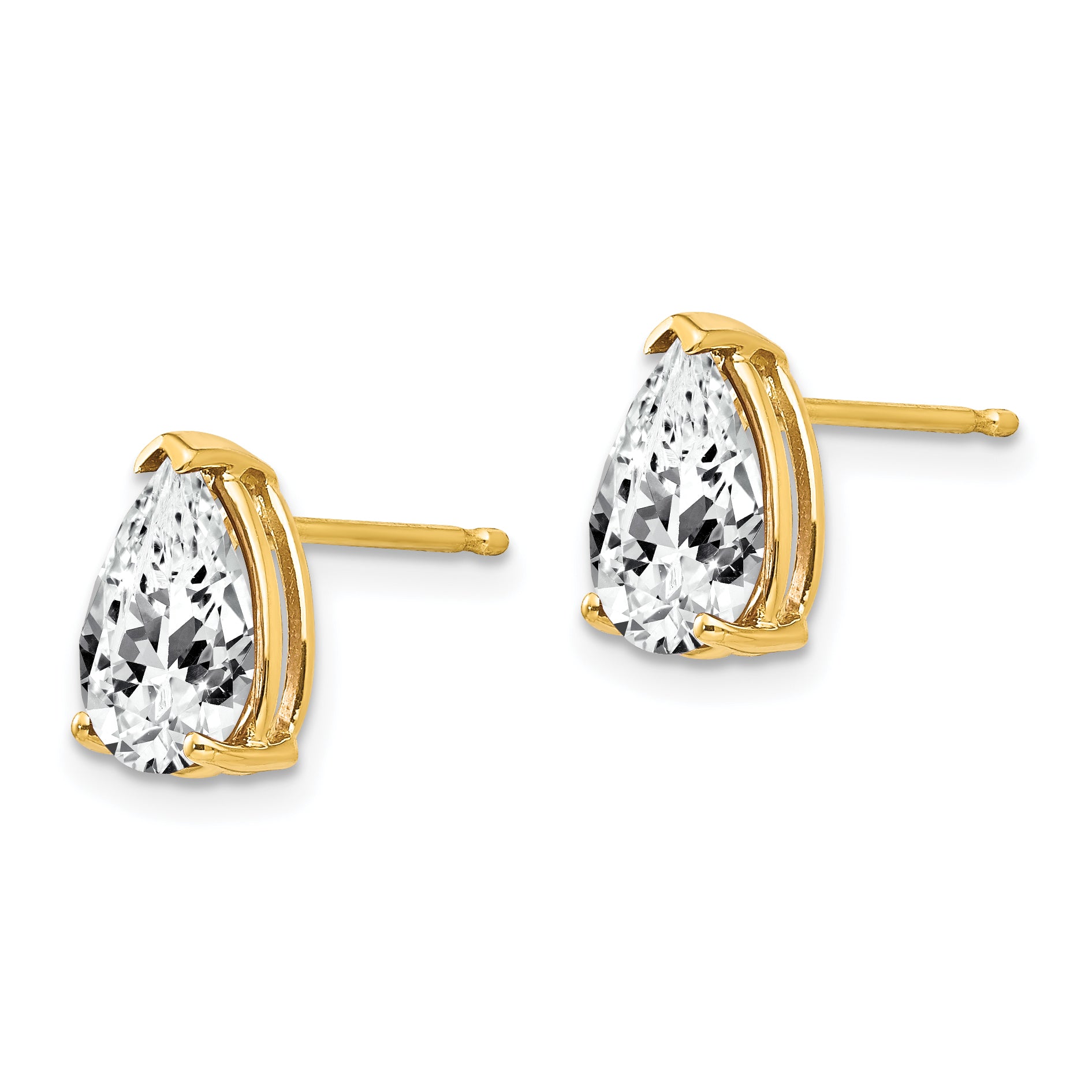 14k 9x6mm Pear Cubic Zirconia Earrings