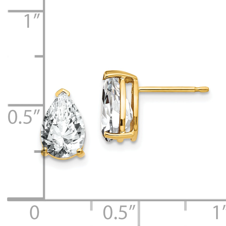 14k 9x6mm Pear Cubic Zirconia Earrings