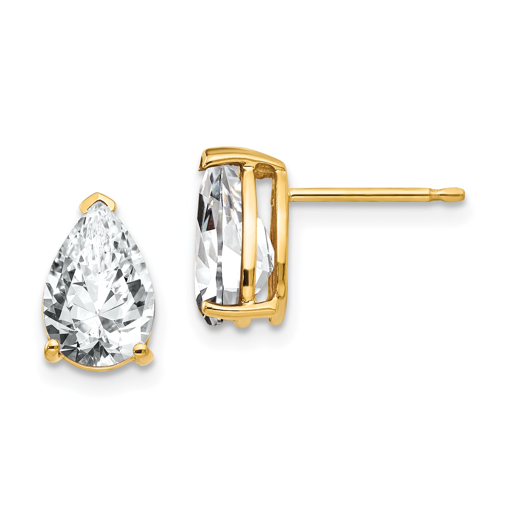 14k 9x6mm Pear Cubic Zirconia Earrings