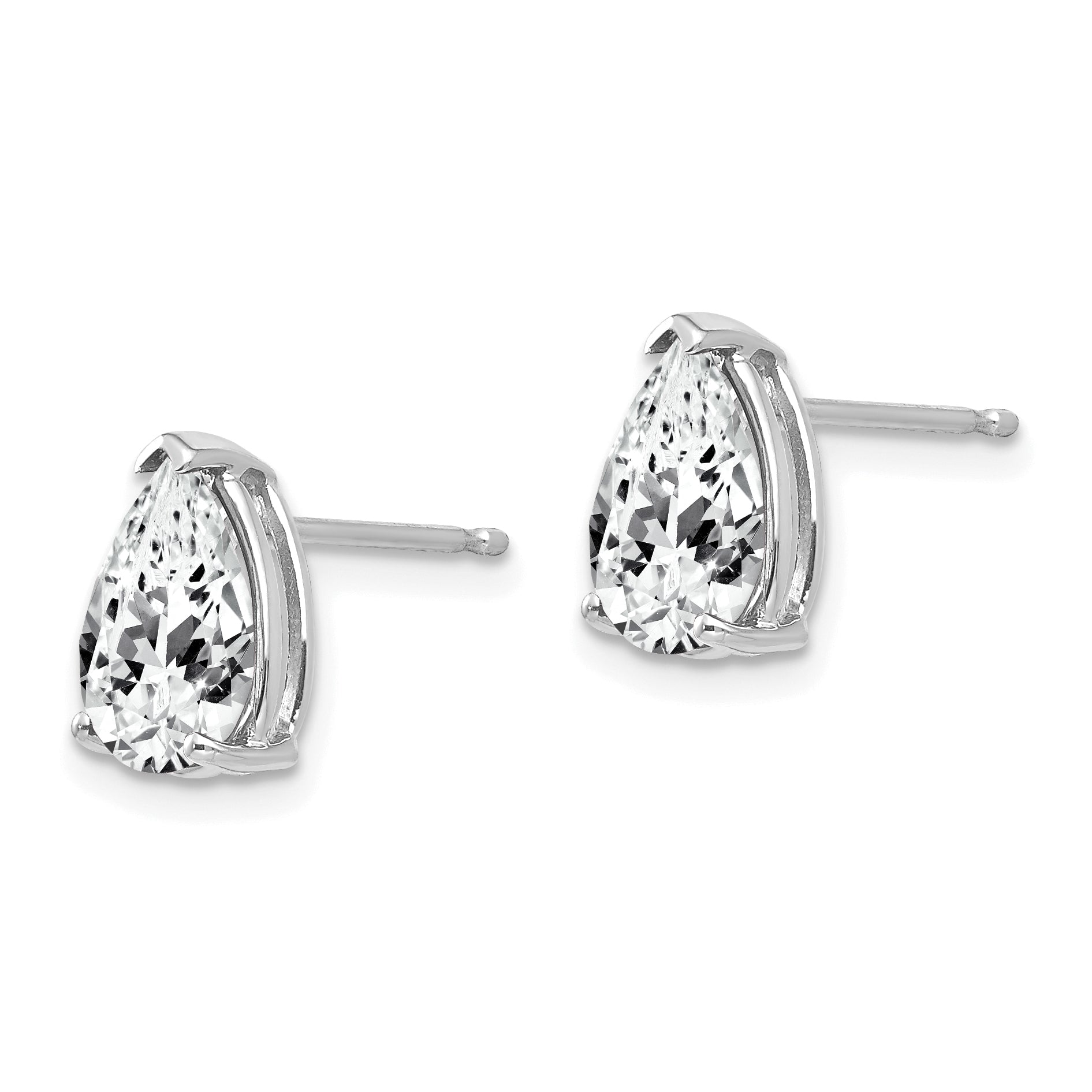 14k White Gold 9x6mm Pear Cubic Zirconia Earrings