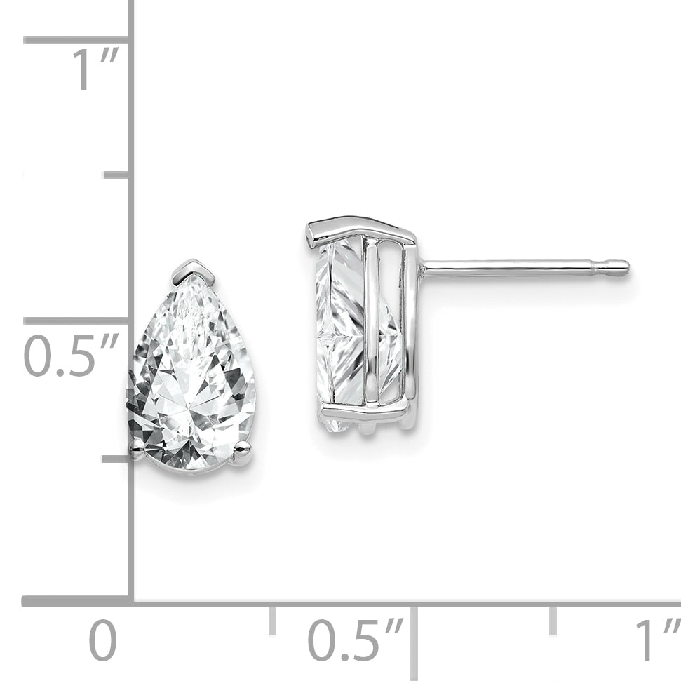 14k White Gold 9x6mm Pear Cubic Zirconia Earrings