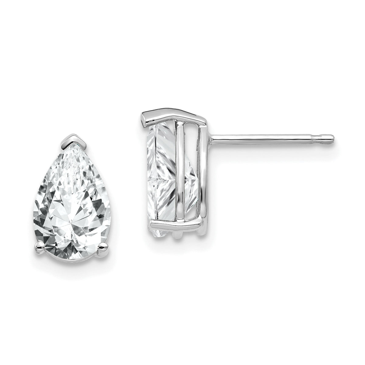 14k White Gold 9x6mm Pear Cubic Zirconia Earrings