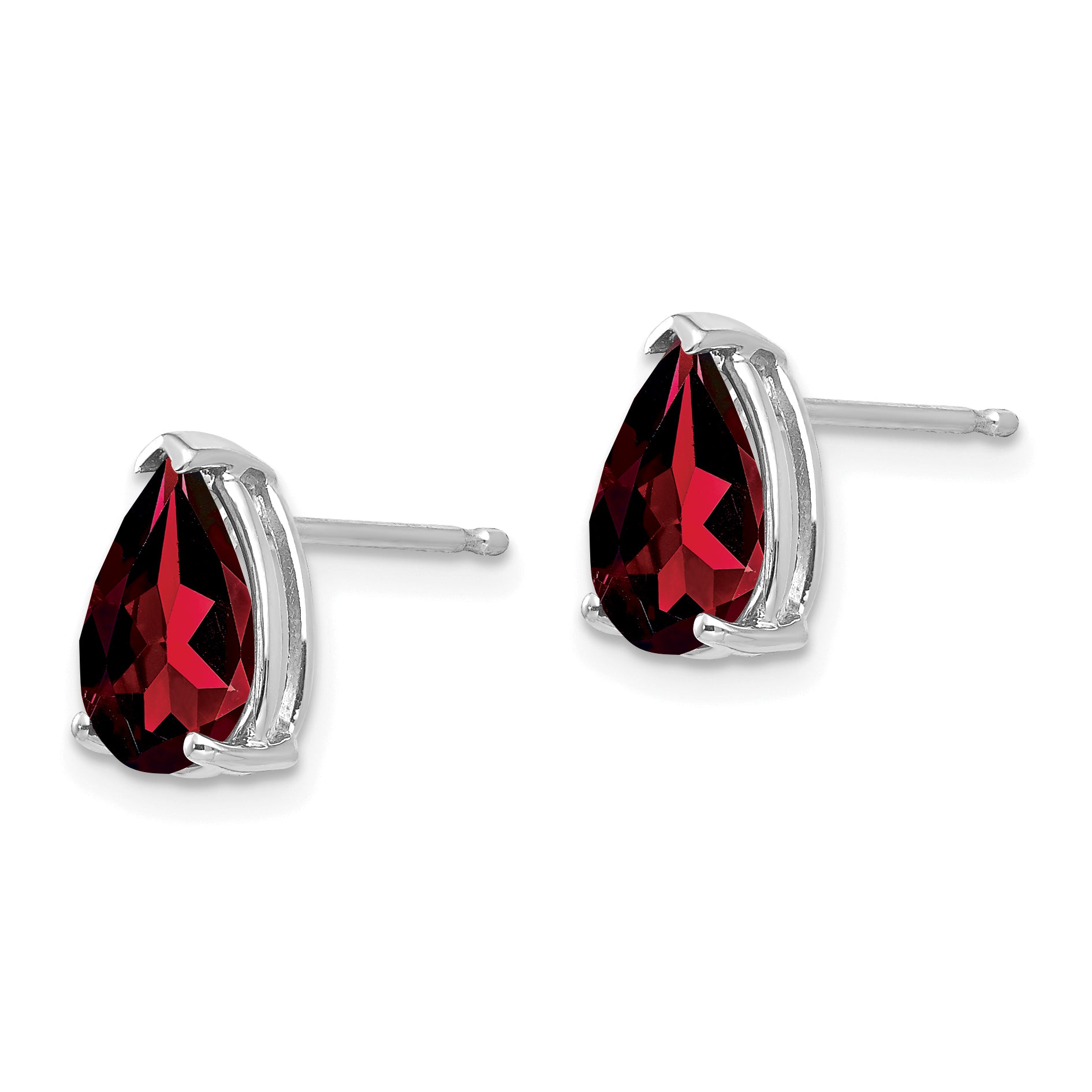 14k White Gold 9x6mm Pear Garnet Earrings