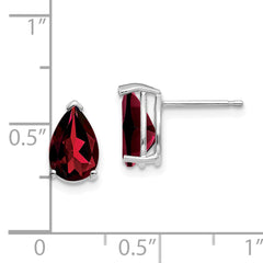 14k White Gold 9x6mm Pear Garnet Earrings