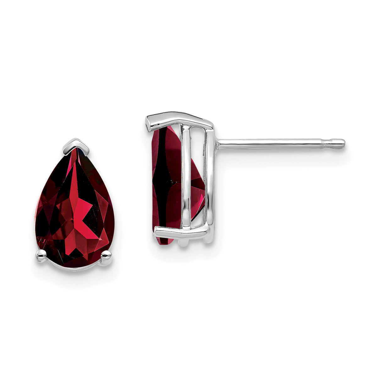 14k White Gold 9x6mm Pear Garnet Earrings