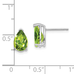 14k White Gold 9x6mm Pear Peridot Earrings