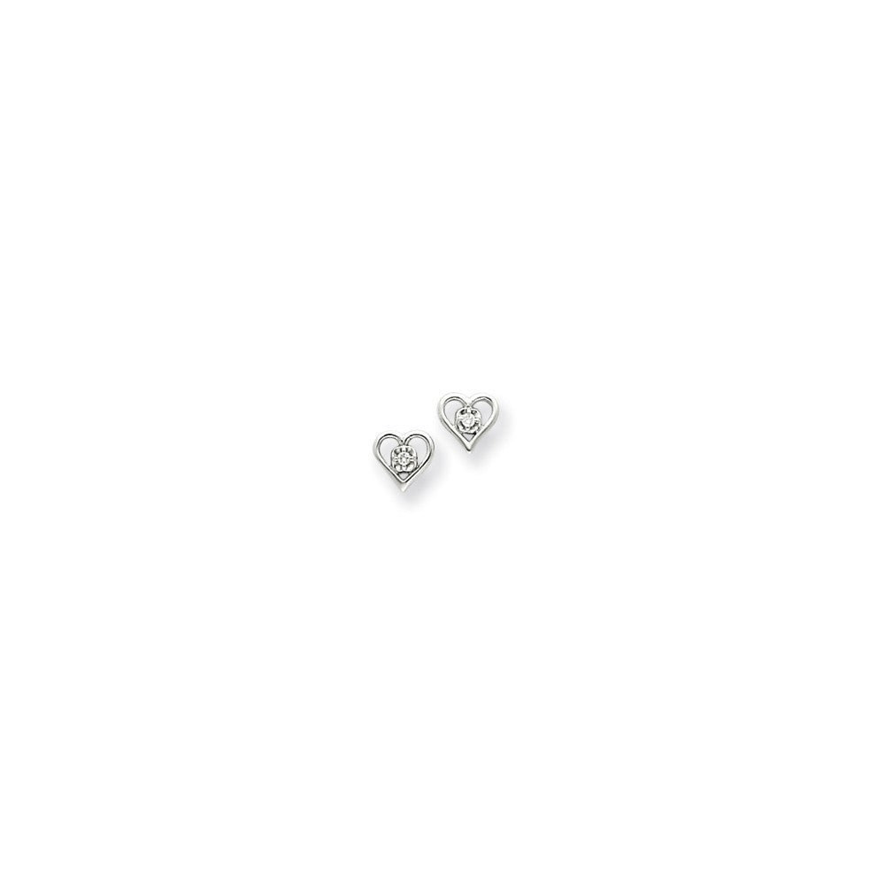 14k White Diamond & Gemstone Heart Earring Mountings