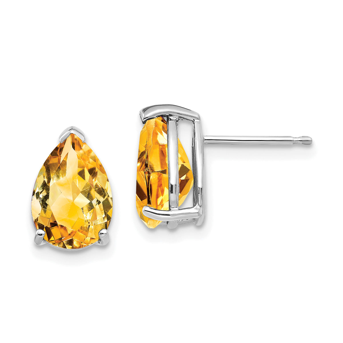 14k White Gold 10x7mm Pear Citrine Earrings