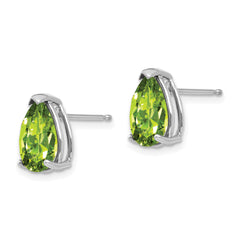 14k White Gold 10x7mm Pear Peridot Earrings