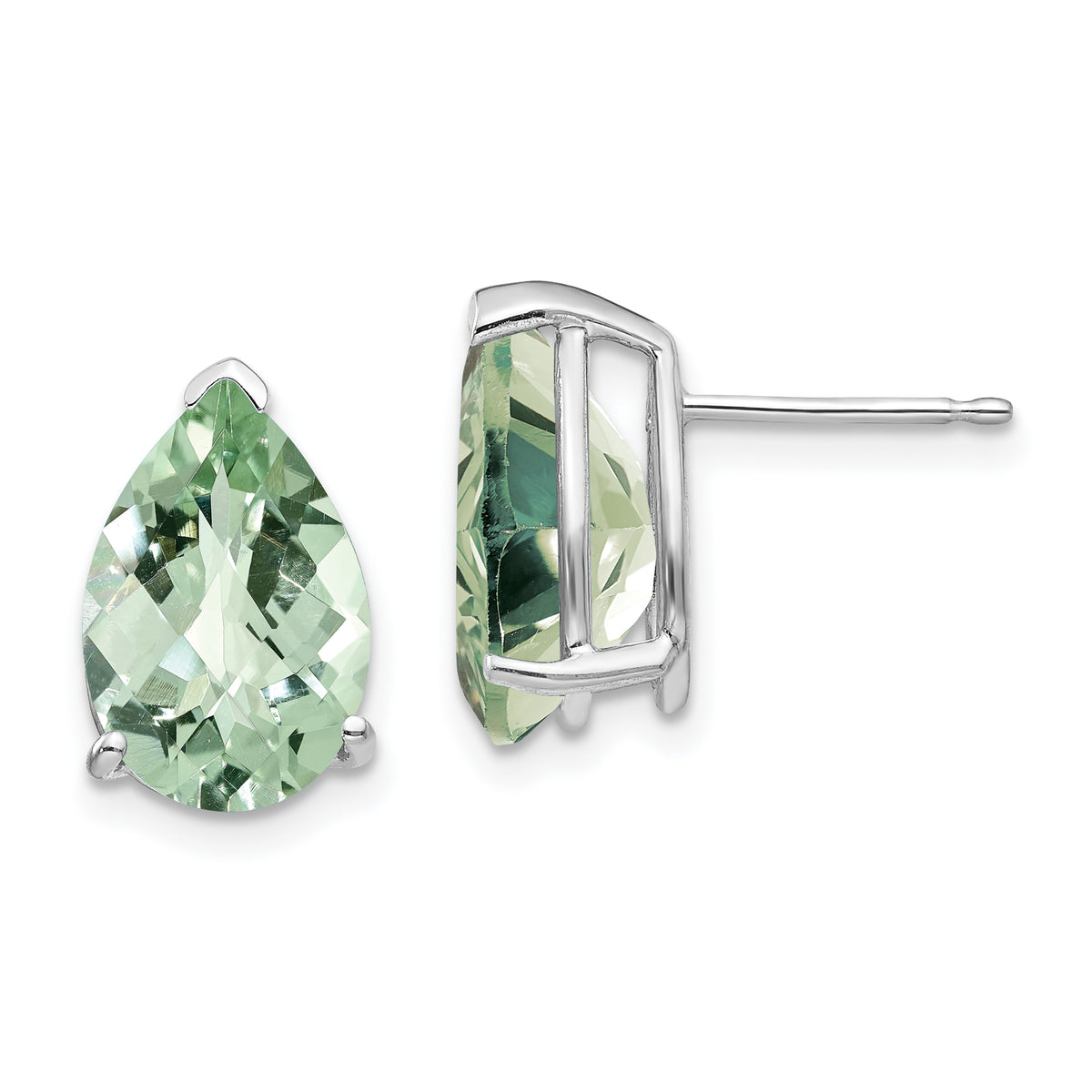 14kw 12x8 Pear Checker-Cut Green Quartz Earrings